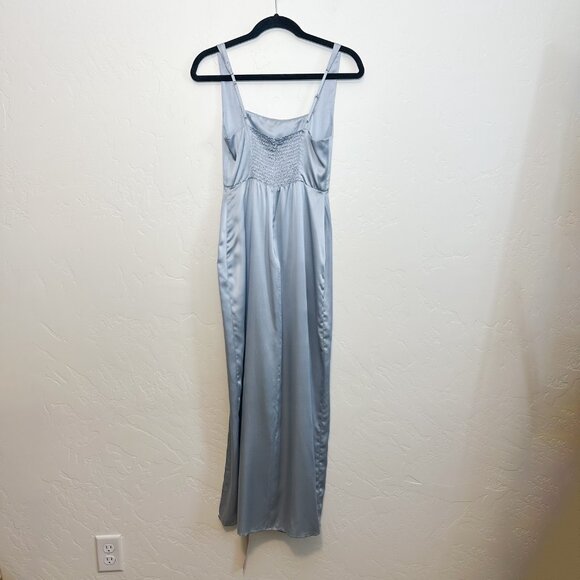 Reformation | NWT 100% Silk Solay Maxi Slit Sleeveless‎ Dress in Mineral Blue - Picture 7 of 12